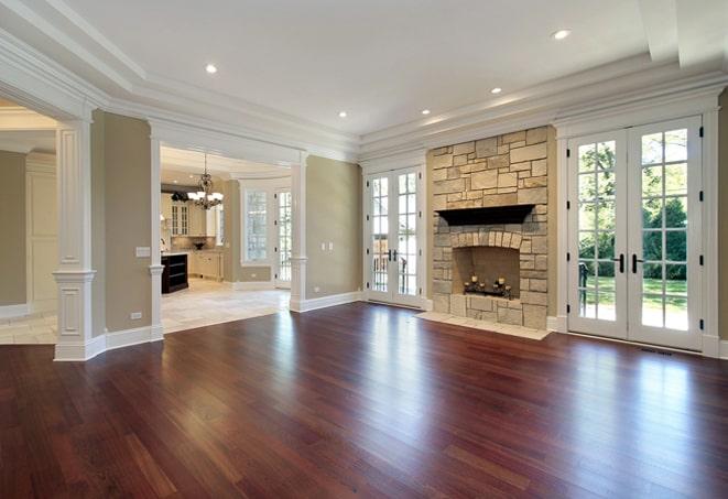 gleaming hardwood floors in renovated space